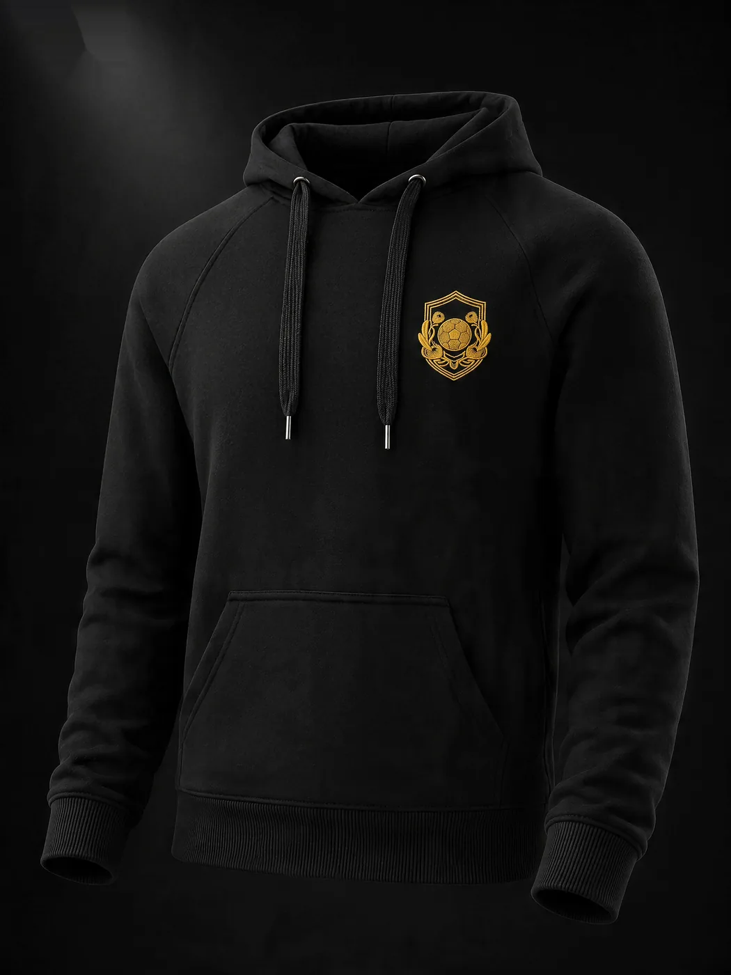 Bafana Vault Matchday Hoodie in black with embroidered gold crest